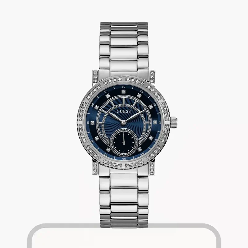 Guess Constellation Blue Dial Silver-tone Ladies Watch- W1006L1